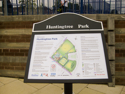 The sign with a park map